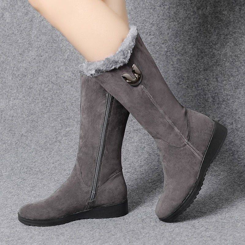 New Style Large Cotton Mid-tube Boots Women's Warm And Non-slip