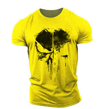 Men's Round Neck Short Sleeve T-Shirt The Punisher Skull
