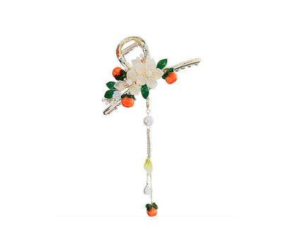 Guofeng Persimmon Ruyi Flower Tassel Grip