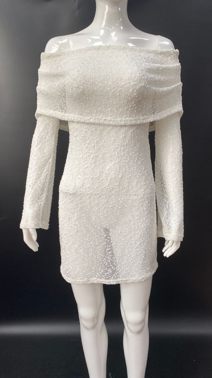 Skirt Knitted Hollow Chest Wrap Off-shoulder Dress