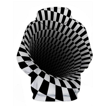 3d Plus Size Swirl Print Long-sleeved Hoodie Men's Sweater