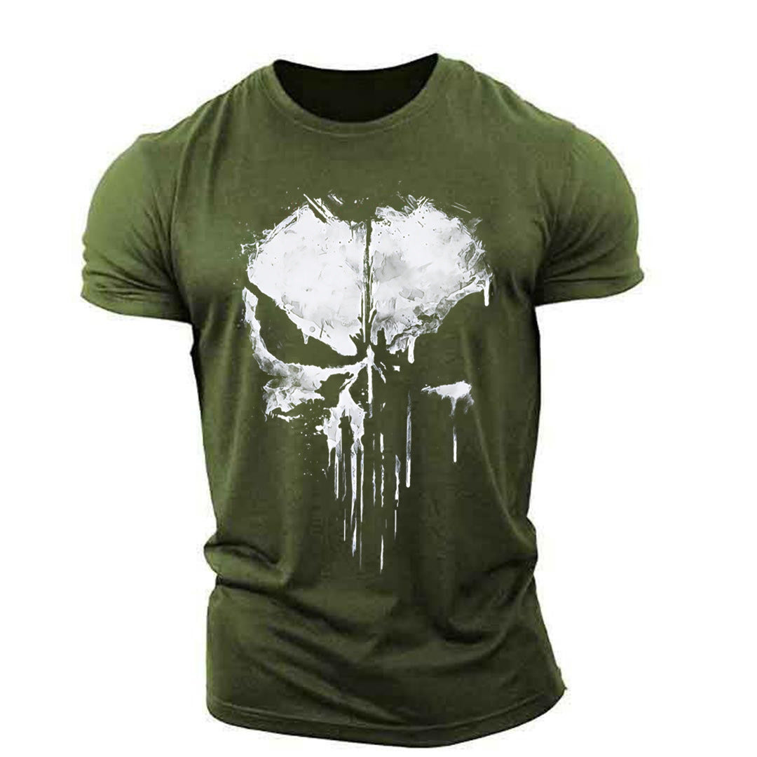Men's Round Neck Short Sleeve T-Shirt The Punisher Skull