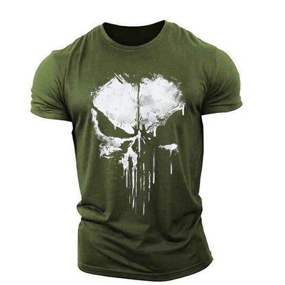 Men's Round Neck Short Sleeve T-Shirt The Punisher Skull