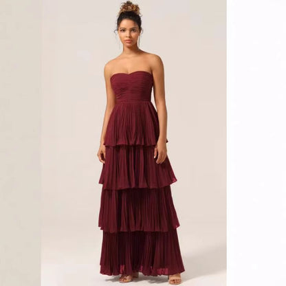 Women's Pleated Tube Top Cake Pleated Dress