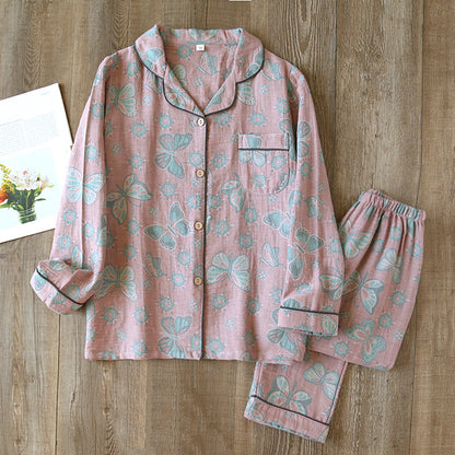 Retro Pajamas Yarn-dyed Cotton Leisure Home Wear Suit