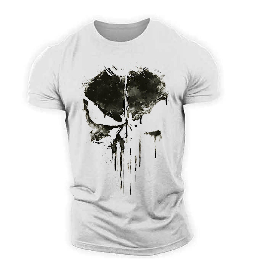 Men's Round Neck Short Sleeve T-Shirt The Punisher Skull