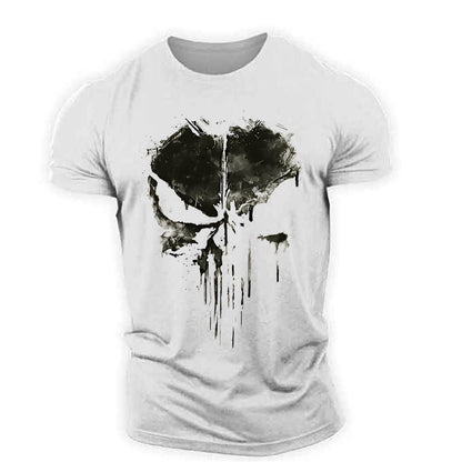 Men's Round Neck Short Sleeve T-Shirt The Punisher Skull