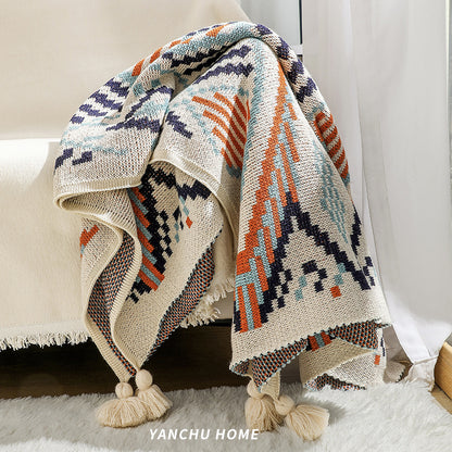 Bohemian Style Sofa Blanket Bay Window Knitted