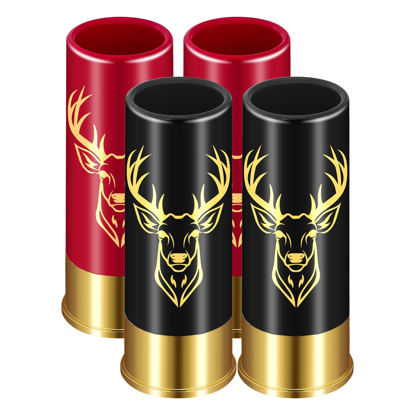 4 Deer Heads 1.5 Ounces - Reusable High-quality Plastic Bullet Cup, Suitable For Whiskey, Cocktails, And Wine, Perfect For Bars, Parties, And Gifts