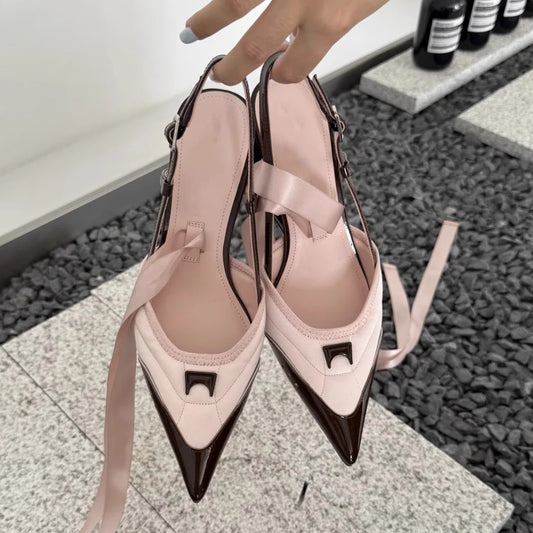 New Special-interest Design Special-shaped Root Lace-up High Heels Female