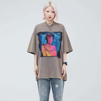 Men's Washed And Worn Short-sleeved T-shirt