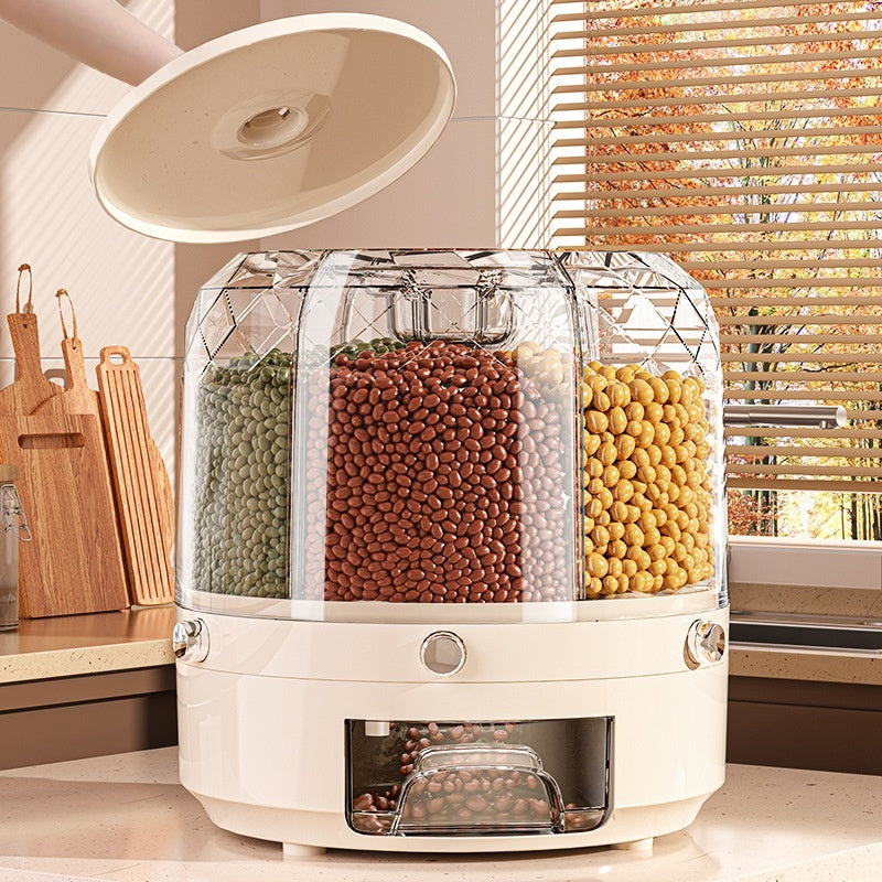Wholesale Cereals Storage Box Rotatable Rice Bucket Insect-proof Moisture-proof Sealed Household Separated Rice Storage Box Rice Jar