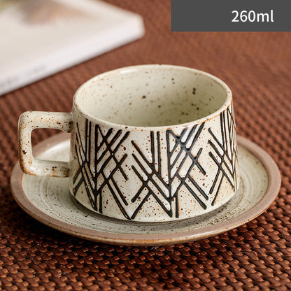 Japanese Retro Simple Ceramic Coffee Cup And Saucer Set
