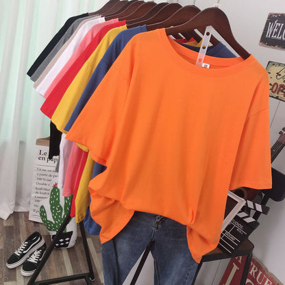 Solid Color T-shirt Women Loose Thin Looking Extra Large Plus