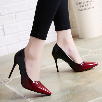 High heels stiletto single shoes gradient color