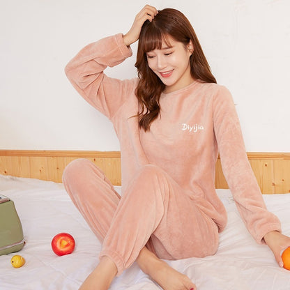 Warm Suit Women's Thick Coral Fleece Loungewear Suit