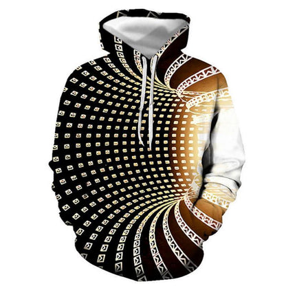 3d Plus Size Swirl Print Long-sleeved Hoodie Men's Sweater