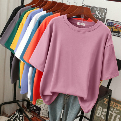 Solid Color T-shirt Women Loose Thin Looking Extra Large Plus