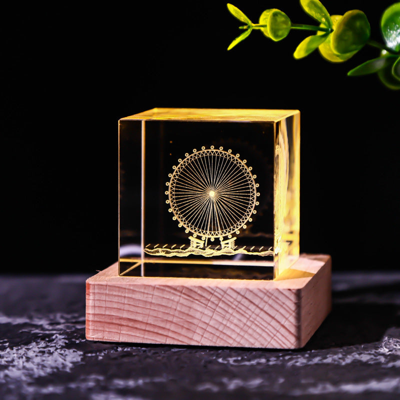 Moon Solar System Galaxy Crystal Cube Decoration Gifts