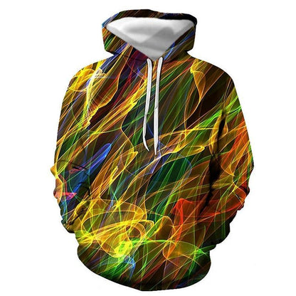 3d Plus Size Swirl Print Long-sleeved Hoodie Men's Sweater