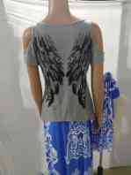 Wing print strapless T-shirt