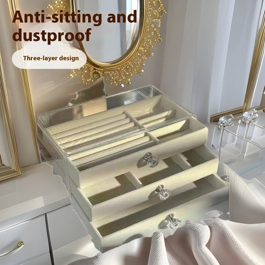 Jewelry Box Three-layer Anti-oxidation Storage Box Flannel Exquisite