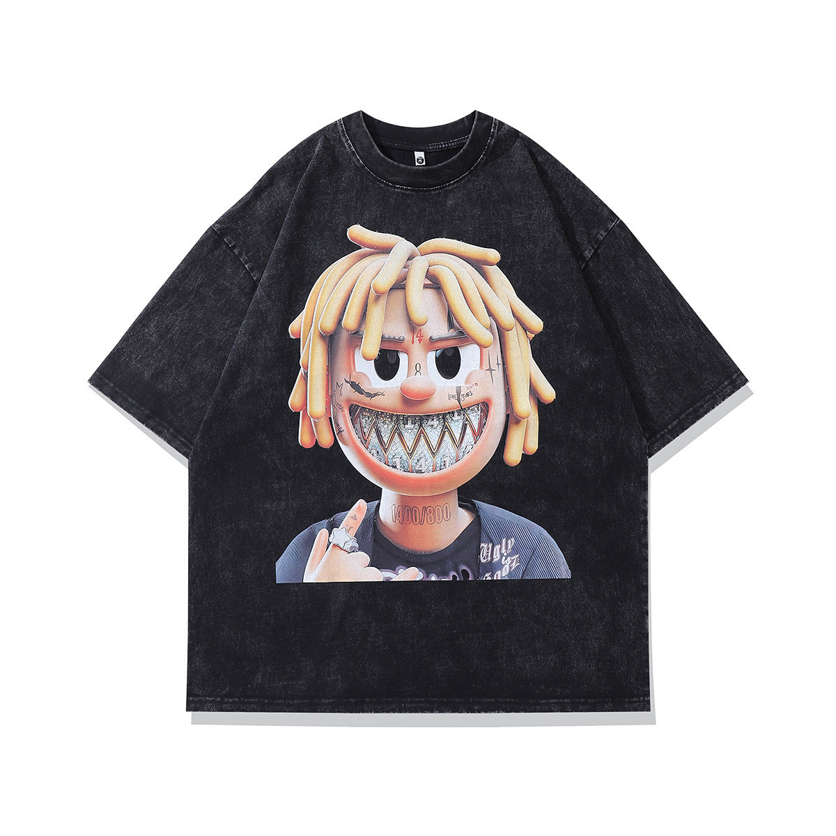 Retro Cartoon Printed Loose Round Neck Short Sleeve T-shirt