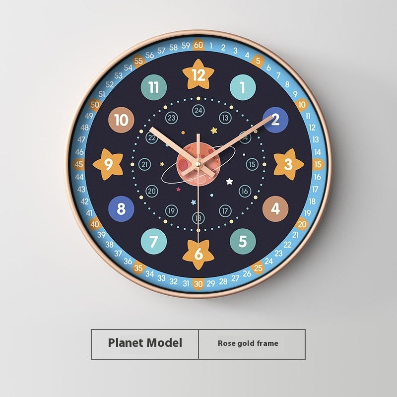 Early Education Cartoon Mute Children's Time Management Quartz Home Wall Mounted Clock