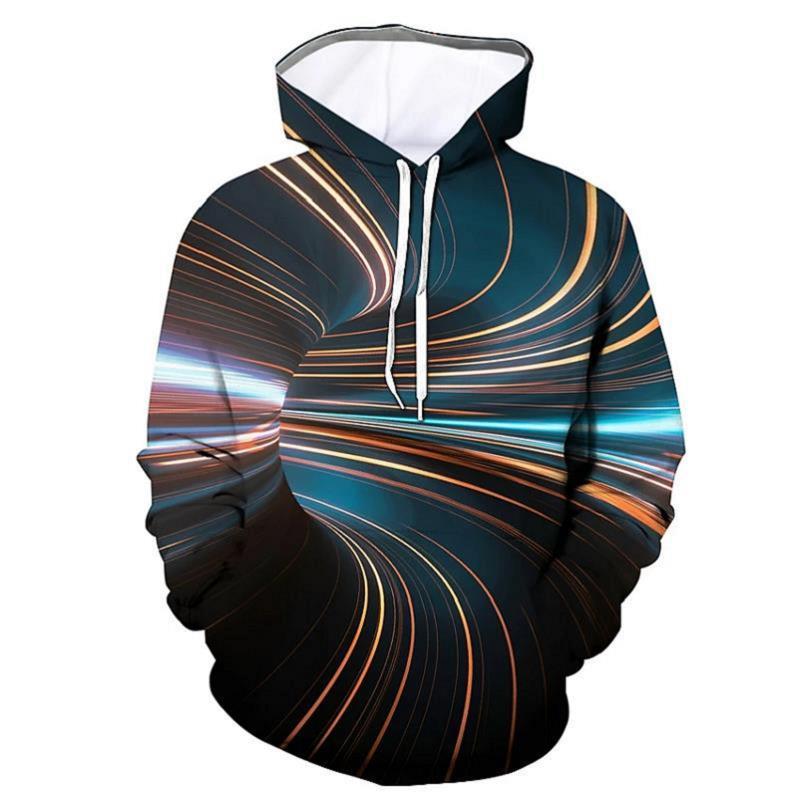 3d Plus Size Swirl Print Long-sleeved Hoodie Men's Sweater
