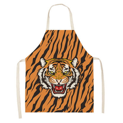 Simple Cartoon Tiger Cotton And Linen Apron Home