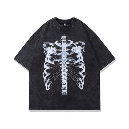 Retro Cartoon Printed Loose Round Neck Short Sleeve T-shirt