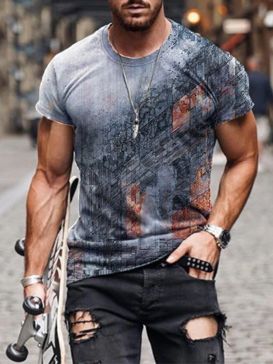 Digital Printed Short-sleeved Round Neck T-shirt