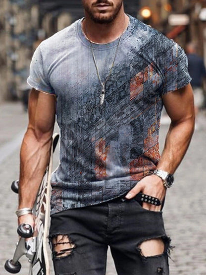 Digital Printed Short-sleeved Round Neck T-shirt