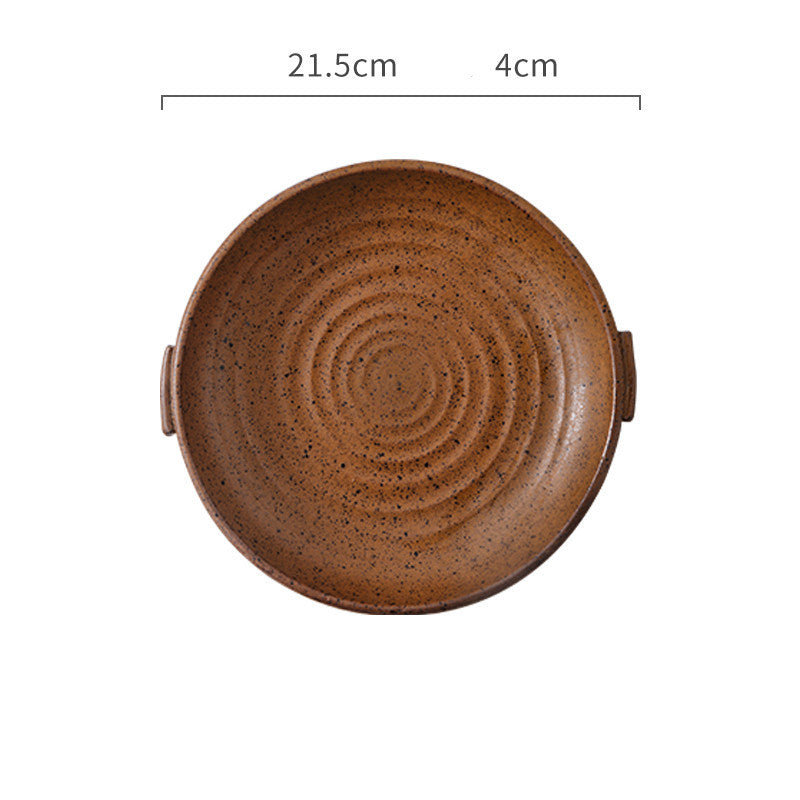 Japanese Binaural Plate Handmade Stoneware Cutlery Set