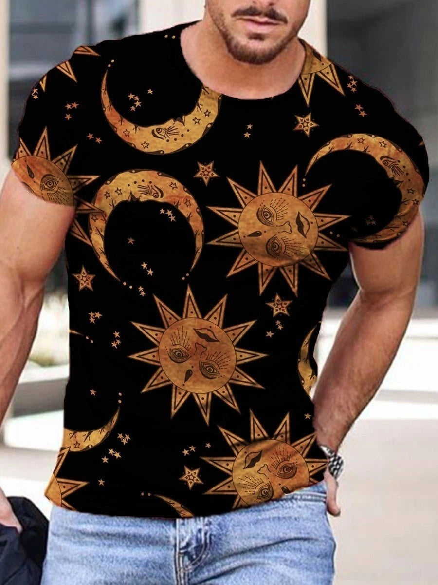 Digital Printed Short-sleeved Round Neck T-shirt