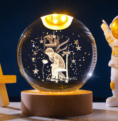 Luminous Galaxy Crystal Ball Decoration 3D Laser Inner Carving
