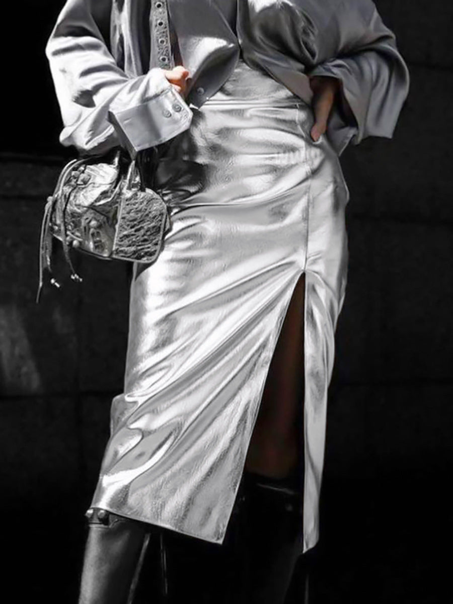 Women's Leather High Waist Skirt