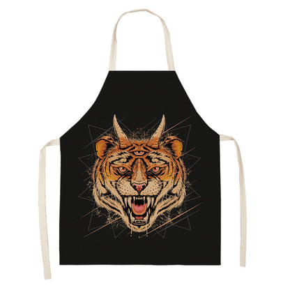 Simple Cartoon Tiger Cotton And Linen Apron Home
