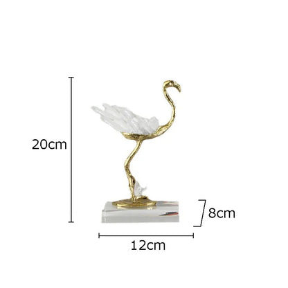 Modern Light Luxury Flamingo Crystal Brass Decoration Living Room