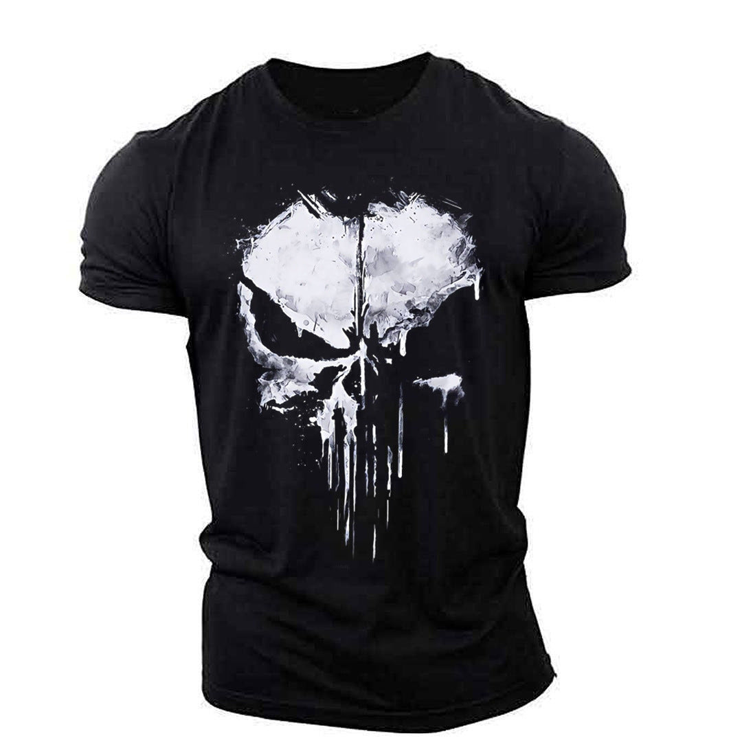 Men's Round Neck Short Sleeve T-Shirt The Punisher Skull
