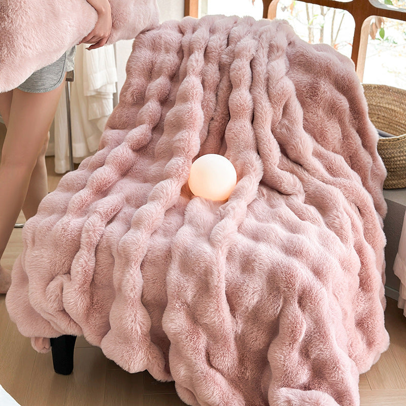 Rex Rabbit Velvet Blanket Thickened Warm Fur Velvet Nap Blanket