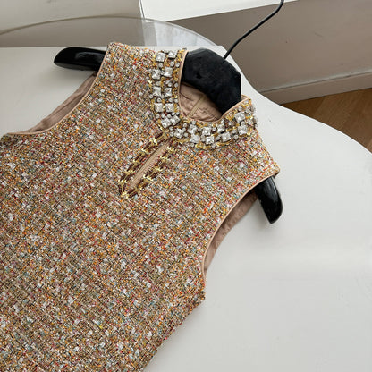 Beaded Cinched Sleeveless Dress