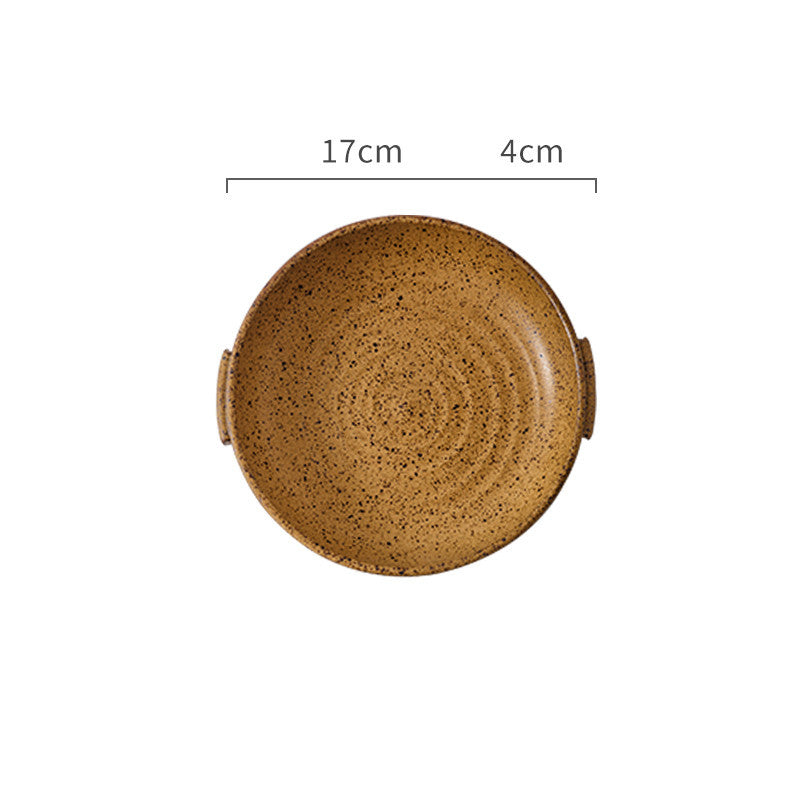 Japanese Binaural Plate Handmade Stoneware Cutlery Set