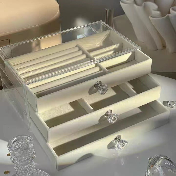 Jewelry Box Three-layer Anti-oxidation Storage Box Flannel Exquisite