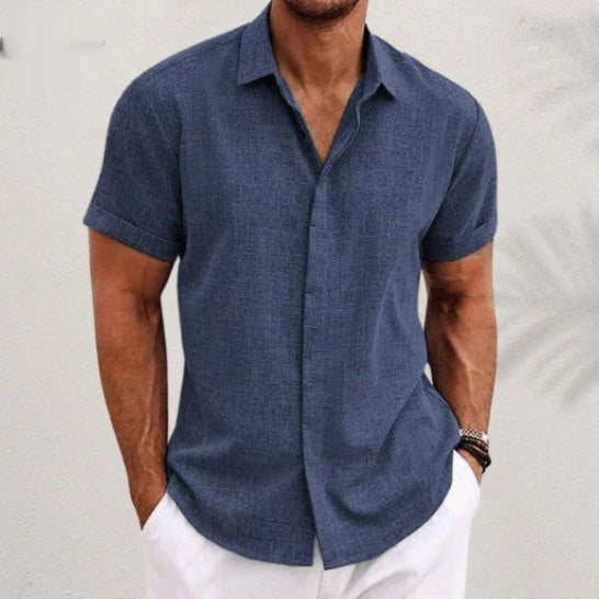 Men's Linen Short Sleeved T-shirt Loose Fitting