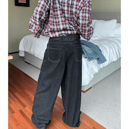 Washed Distressed Loose Wide Leg Jeans Street Men