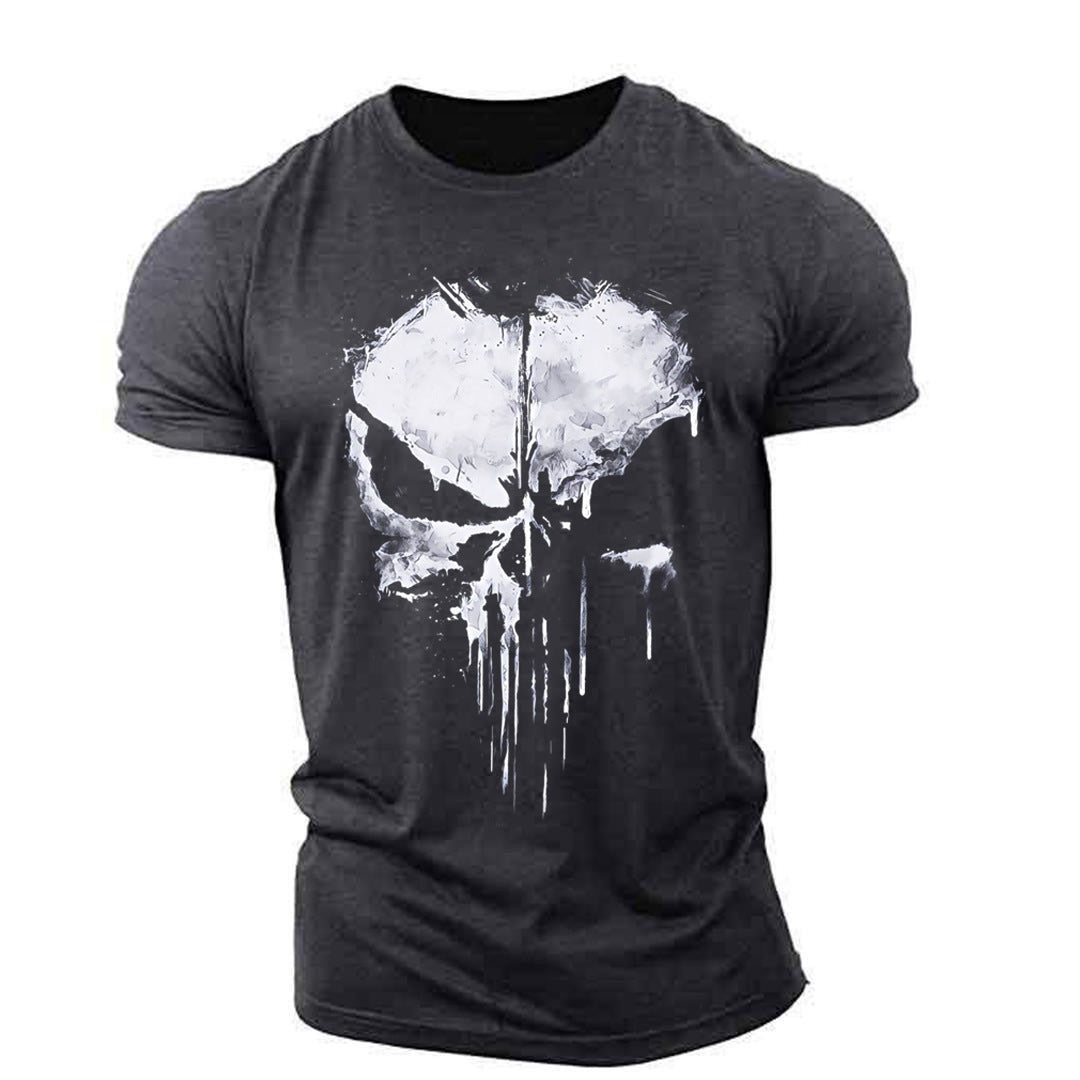 Men's Round Neck Short Sleeve T-Shirt The Punisher Skull