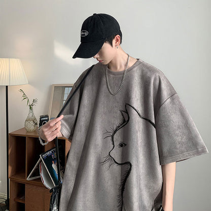 Men's New Fashion Cat Print Top