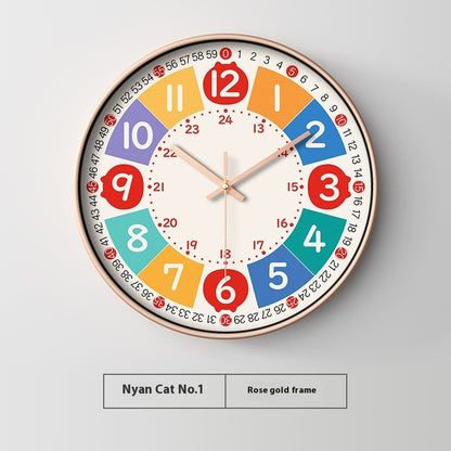Early Education Cartoon Mute Children's Time Management Quartz Home Wall Mounted Clock