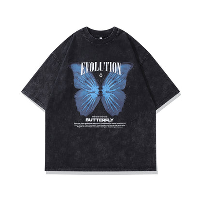 Retro Cartoon Printed Loose Round Neck Short Sleeve T-shirt